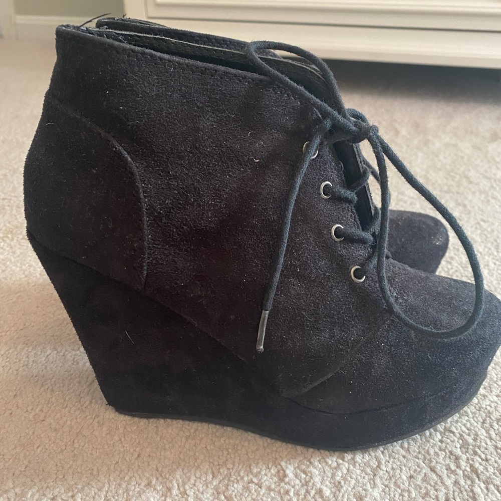 Black, wedge booties